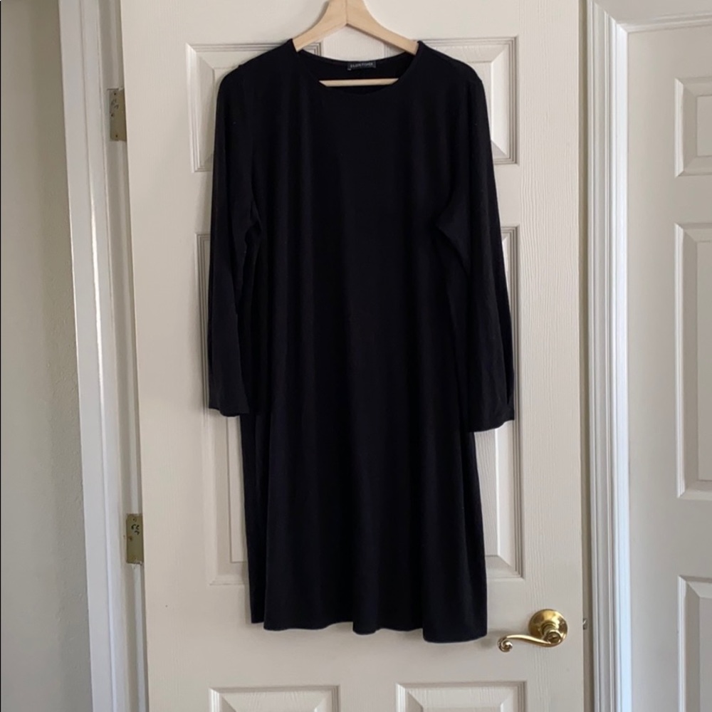 Eileen Fisher stretchy black dress